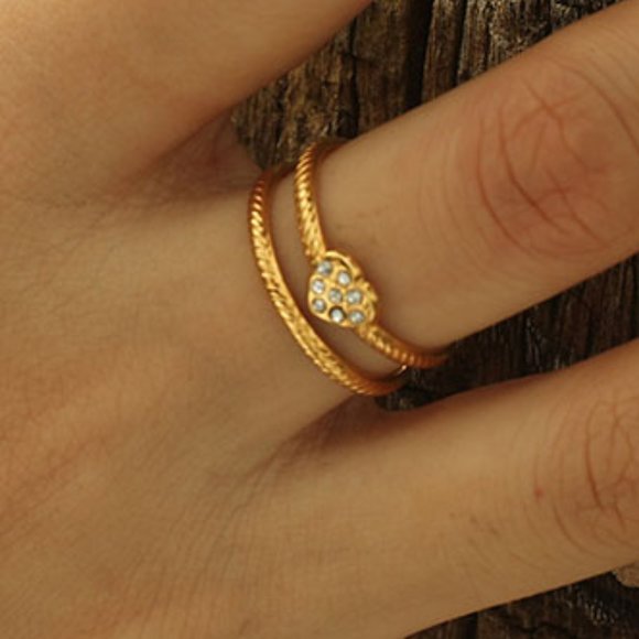 RENEE Ring - Double Stacked Zirconia Heart - Picture 8 of 9